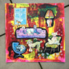 Huisdierenleven, collage, papier, rood
