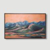 Landschap schilderij - mixed media - oranje blauw