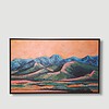 Landschap schilderij - mixed media - oranje blauw