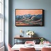 Landschap schilderij - mixed media - oranje blauw
