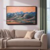 Landschap schilderij - mixed media - oranje blauw