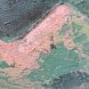 Landschap schilderij - mixed media - oranje blauw