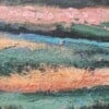 Landschap schilderij - mixed media - oranje blauw