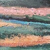 Landschap schilderij - mixed media - oranje blauw