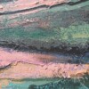Landschap schilderij - mixed media - oranje blauw