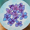 Rond Gouache Schilderij, Hortensia Bloemen