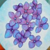 Rond Gouache Schilderij, Hortensia Bloemen