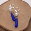 Unieke Blauw hanger en parel oorbellen: Handgemaakt met glazen kralen