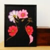 Zwarte Kat en Bloemen, Acrylverf Schilderij