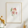 Art print A4 van roze bloemen in subtiel aquarel - Veldboeket