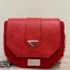 Crochet handbag with Eco leather accessories in Red