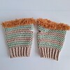 Gehaakte handschoenen - gehaakte vingerloze handschoenen | Beige, sagegroen en karamelbruin