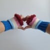 Gehaakte handschoenen - gehaakte vingerloze handschoenen | Blauw, lichtblauw, crème, lichtroze en wijnrood