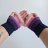 Gehaakte handschoenen - gehaakte vingerloze handschoenen | Donkerblauw, paars en lichtroze