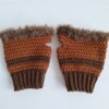 Gehaakte handschoenen - gehaakte vingerloze handschoenen | Donkerbruin en karamelbruin