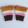 Gehaakte handschoenen - gehaakte vingerloze handschoenen | Donkerbruin, lichtroze, crème, okergeel en karamelbruin
