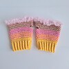 Gehaakte handschoenen - gehaakte vingerloze handschoenen | Geel, perzik, lichtroze en poederroze