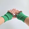 Gehaakte handschoenen - gehaakte vingerloze handschoenen | Groen en bruin gemêleerd