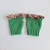 Gehaakte handschoenen - gehaakte vingerloze handschoenen | Groen en bruin gemêleerd