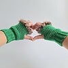 Gehaakte handschoenen - gehaakte vingerloze handschoenen | Groen en bruin gemêleerd