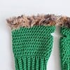 Gehaakte handschoenen - gehaakte vingerloze handschoenen | Groen en bruin gemêleerd