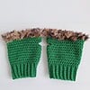 Gehaakte handschoenen - gehaakte vingerloze handschoenen | Groen en bruin gemêleerd