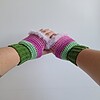 Gehaakte handschoenen - gehaakte vingerloze handschoenen | Groen, mintgroen, lavendel, Barbie roze en lila
