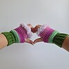 Gehaakte handschoenen - gehaakte vingerloze handschoenen | Groen, mintgroen, lavendel, Barbie roze en lila