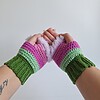 Gehaakte handschoenen - gehaakte vingerloze handschoenen | Groen, mintgroen, lavendel, Barbie roze en lila