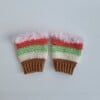Gehaakte handschoenen - gehaakte vingerloze handschoenen | Karamelbruin, crème, lichtgroen, koraaloranje en lichtroze