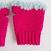 Gehaakte handschoenen - gehaakte vingerloze handschoenen | Knalroze en lichtblauw