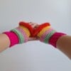 Gehaakte handschoenen - gehaakte vingerloze handschoenen | Knalroze, mintgroen, lichtroze, geel en rood