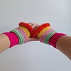 Gehaakte handschoenen - gehaakte vingerloze handschoenen | Knalroze, mintgroen, lichtroze, geel en rood