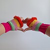 Gehaakte handschoenen - gehaakte vingerloze handschoenen | Knalroze, mintgroen, lichtroze, geel en rood