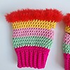Gehaakte handschoenen - gehaakte vingerloze handschoenen | Knalroze, mintgroen, lichtroze, geel en rood