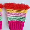 Gehaakte handschoenen - gehaakte vingerloze handschoenen | Knalroze, mintgroen, lichtroze, geel en rood