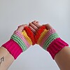 Gehaakte handschoenen - gehaakte vingerloze handschoenen | Knalroze, mintgroen, lichtroze, geel en rood