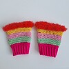 Gehaakte handschoenen - gehaakte vingerloze handschoenen | Knalroze, mintgroen, lichtroze, geel en rood