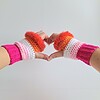 Gehaakte handschoenen - gehaakte vingerloze handschoenen | Lesbische Pride vlag