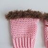 Gehaakte handschoenen - gehaakte vingerloze handschoenen | Lichtroze en bruin
