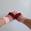 Gehaakte handschoenen - gehaakte vingerloze handschoenen | Lichtroze, poeder roze, koraaloranje, roestbruin en wijnrood