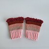 Gehaakte handschoenen - gehaakte vingerloze handschoenen | Lichtroze, poeder roze, koraaloranje, roestbruin en wijnrood