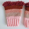 Gehaakte handschoenen - gehaakte vingerloze handschoenen | Lichtroze, poeder roze, koraaloranje, roestbruin en wijnrood