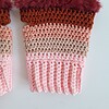 Gehaakte handschoenen - gehaakte vingerloze handschoenen | Lichtroze, poeder roze, koraaloranje, roestbruin en wijnrood