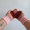Gehaakte handschoenen - gehaakte vingerloze handschoenen | Lichtroze, poeder roze, koraaloranje, roestbruin en wijnrood