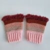Gehaakte handschoenen - gehaakte vingerloze handschoenen | Lichtroze, poeder roze, koraaloranje, roestbruin en wijnrood