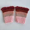 Gehaakte handschoenen - gehaakte vingerloze handschoenen | Lichtroze, poeder roze, koraaloranje, roestbruin en wijnrood