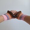 Gehaakte handschoenen - gehaakte vingerloze handschoenen | Lichtroze, lila, perzik, karamelbruin en donkerbruin