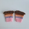 Gehaakte handschoenen - gehaakte vingerloze handschoenen | Lichtroze, lila, perzik, karamelbruin en donkerbruin