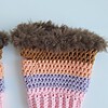 Gehaakte handschoenen - gehaakte vingerloze handschoenen | Lichtroze, lila, perzik, karamelbruin en donkerbruin